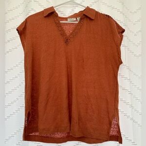Rachel Zoe Terracotta Blouse with Lace Accents